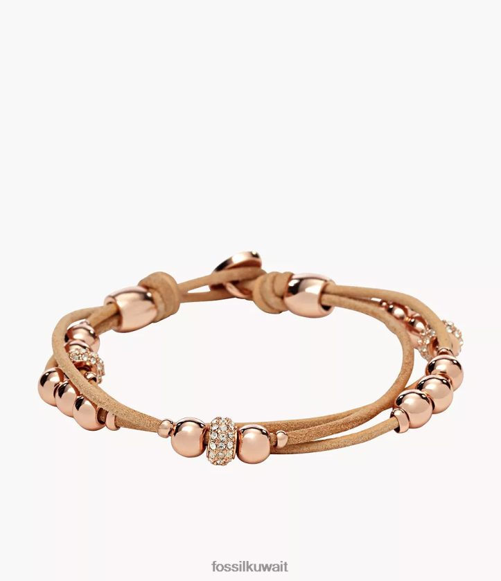 كيلووات Fossil نحيف سوار لف المعصم من سادي رونديل بيج/بني/ذهبي وردي 2F6F2965 مجوهرات