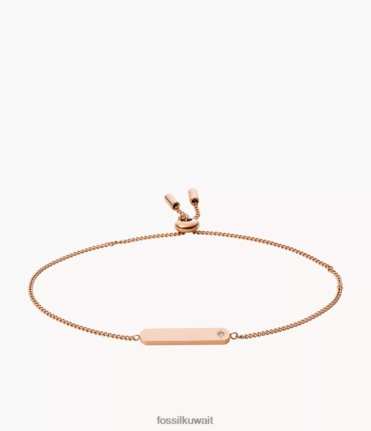 كيلووات Fossil نحيف سوار سلسلة شريط من الفولاذ المقاوم للصدأ لون ذهبي وردي 2F6F2970 مجوهرات
