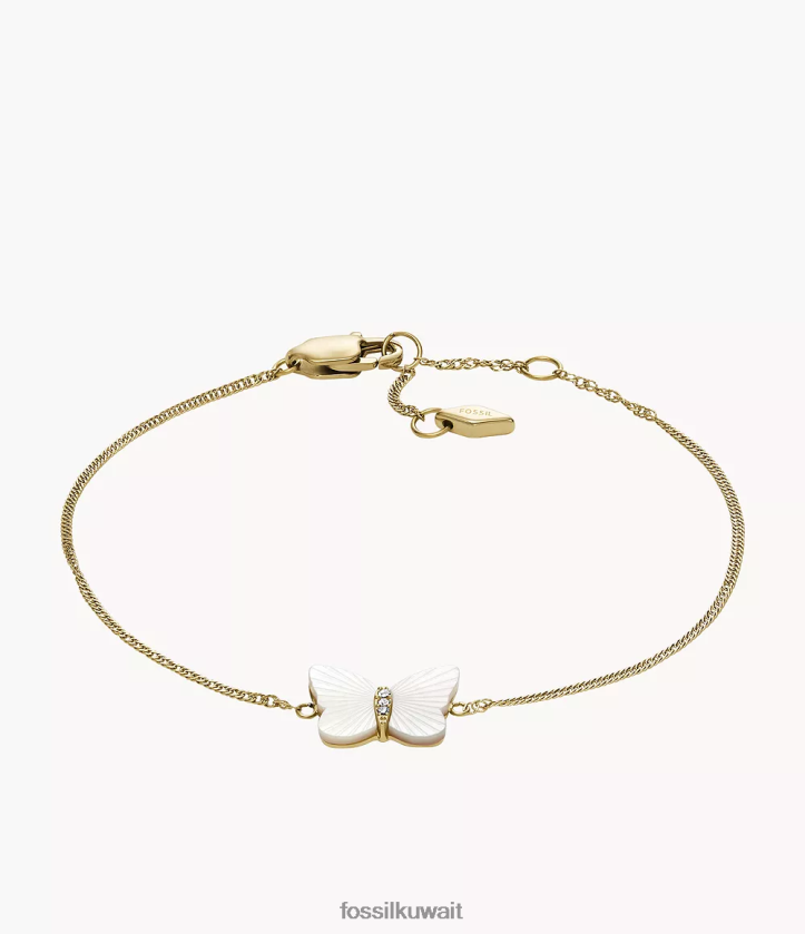 كيلووات Fossil نحيف سوار سلسلة فراشة بأجنحة مشعة أم اللؤلؤ الأبيض 2F6F2973 مجوهرات