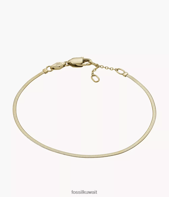 كيلووات Fossil نحيف سوار سلسلة من الفولاذ المقاوم للصدأ مكدس بالكامل نغمة ذهبية 2F6F2978 مجوهرات