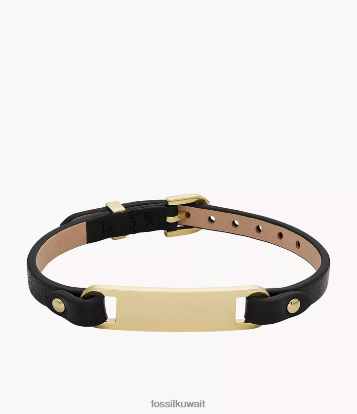 كيلووات Fossil نحيف سوار جلدي بلوحة تراثية أسود 2F6F2980 مجوهرات