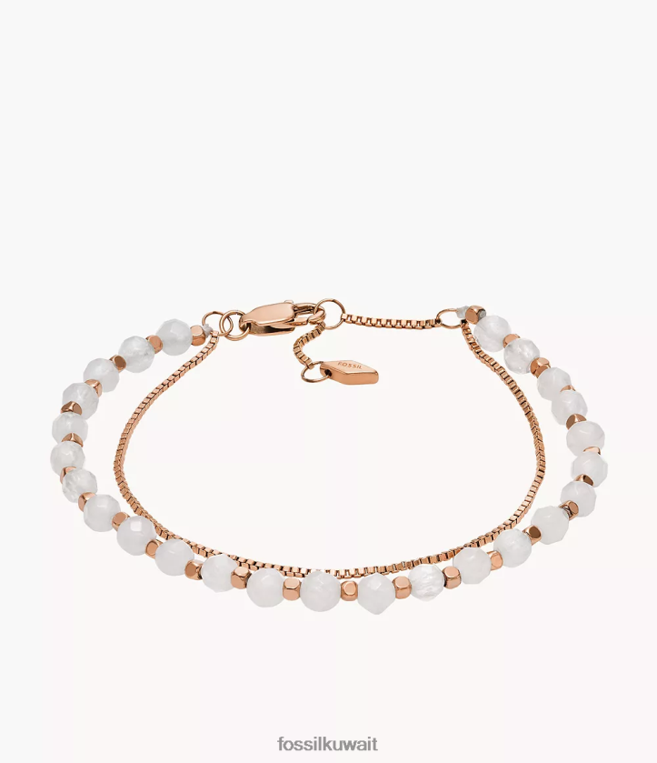 كيلووات Fossil نحيف كل سوار مطرز بسلسلة مكدسة زهرة الكوارتز 2F6F2982 مجوهرات