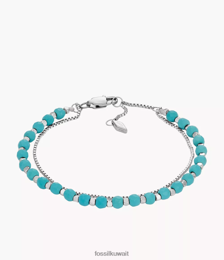 كيلووات Fossil نحيف كل سوار مطرز بسلسلة مكدسة الفيروز المعاد تشكيله 2F6F2983 مجوهرات