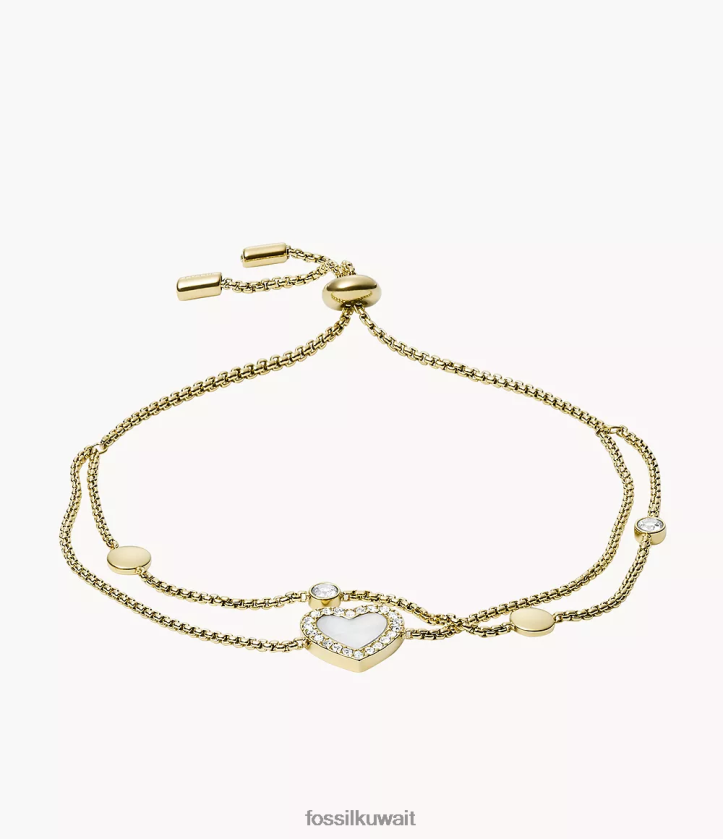 كيلووات Fossil نحيف سوار فال هارت ديو من الفولاذ المقاوم للصدأ نغمة ذهبية 2F6F2986 مجوهرات