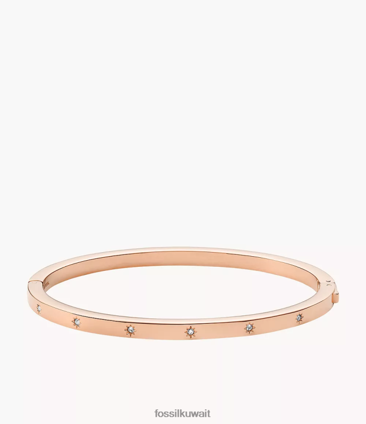 كيلووات Fossil نحيف سوار سادي شاين من الفولاذ المقاوم للصدأ اللامع لون ذهبي وردي 2F6F2991 مجوهرات