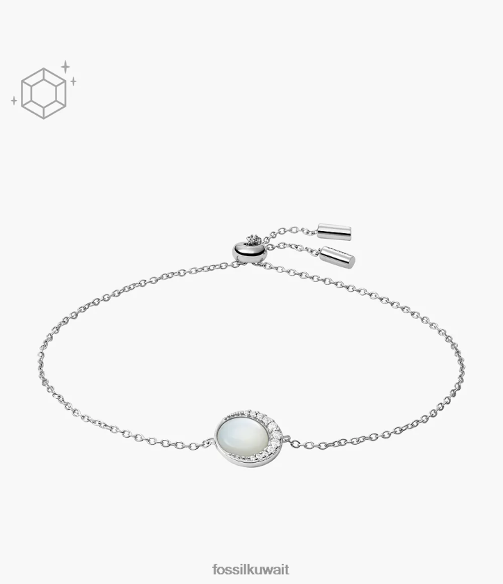 كيلووات Fossil نحيف سوار سلسلة الهلال الاسترليني أم اللؤلؤ الأبيض 2F6F2993 مجوهرات