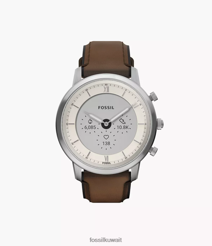 كيلووات Fossil رجال ساعة نيوترا جين 6 الهجينة الجلدية بني متوسط 2F6F21332 يشاهد
