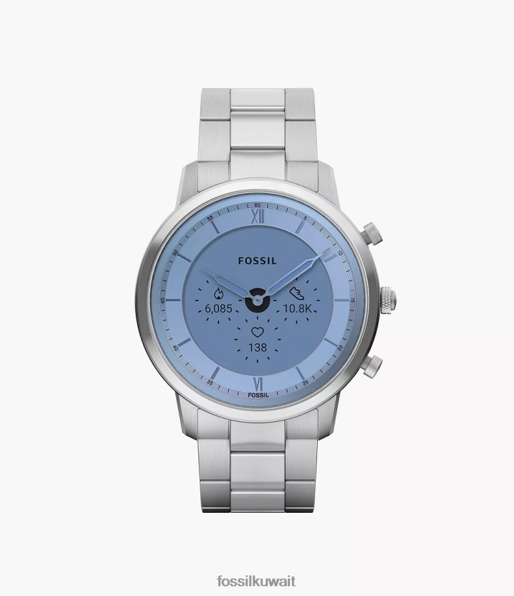 كيلووات Fossil رجال ساعة نيوترا جين 6 الهجينة المصنوعة من الفولاذ المقاوم للصدأ فضة 2F6F21333 يشاهد