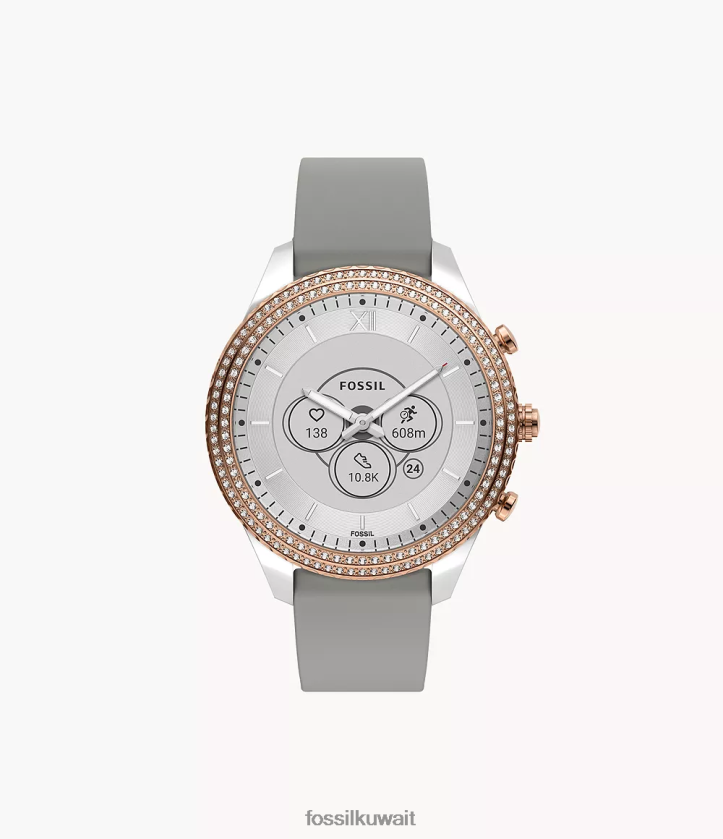 كيلووات Fossil نحيف ساعة ذكية ستيلا جين 6 هايبرد من السيليكون رمادي 2F6F2256 يشاهد