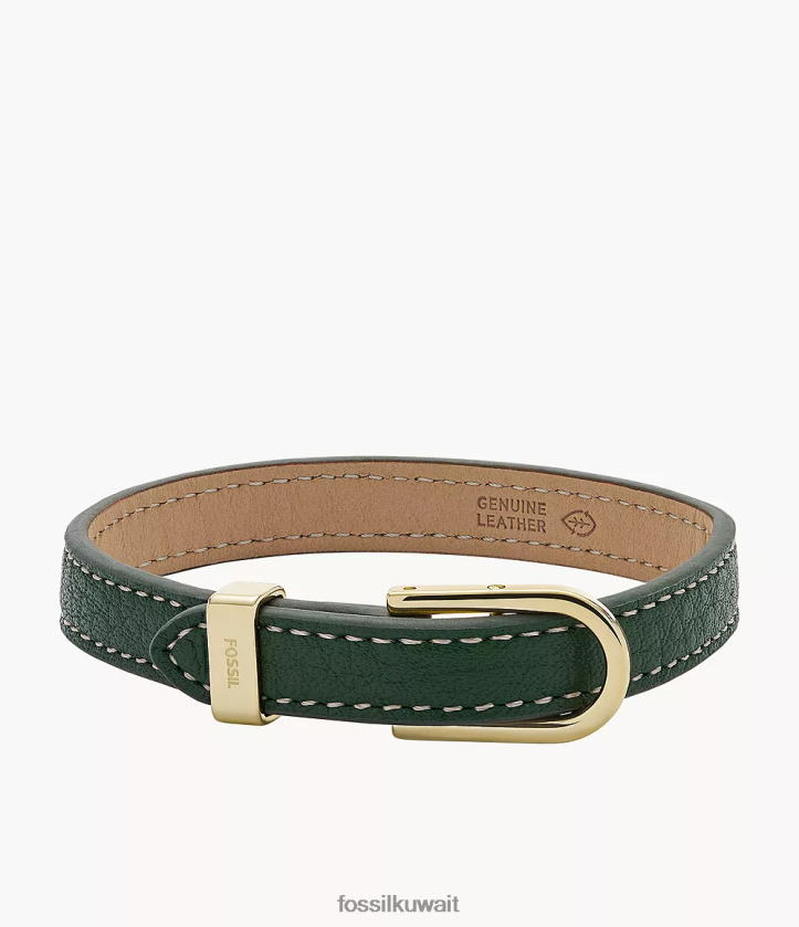 كيلووات Fossil نحيف سوار جلدي من التراث على شكل حرف D أخضر 2F6F21251 مجوهرات