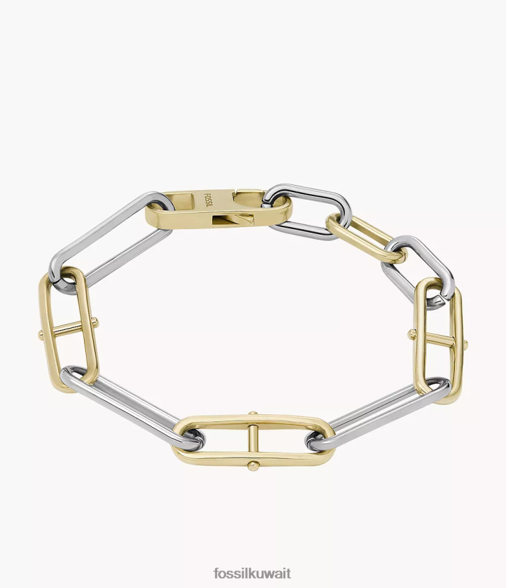 كيلووات Fossil نحيف سوار سلسلة من الفولاذ المقاوم للصدأ على شكل حرف D التراثي نغمتان 2F6F2975 مجوهرات