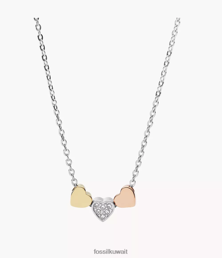 كيلووات Fossil نحيف قلادة من الفولاذ ثلاثي الألوان على شكل قلب من Sutton فضة 2F6F2940 مجوهرات