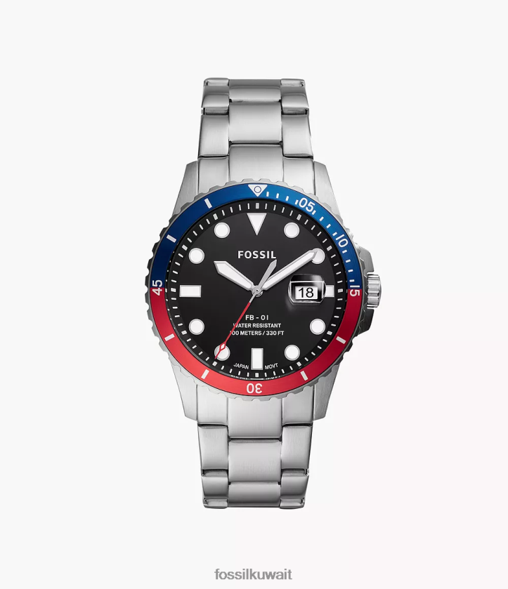 كيلووات Fossil رجال fb-01 ساعة بثلاثة عقارب من الفولاذ المقاوم للصدأ لهجة الفضة 2F6F21359 يشاهد