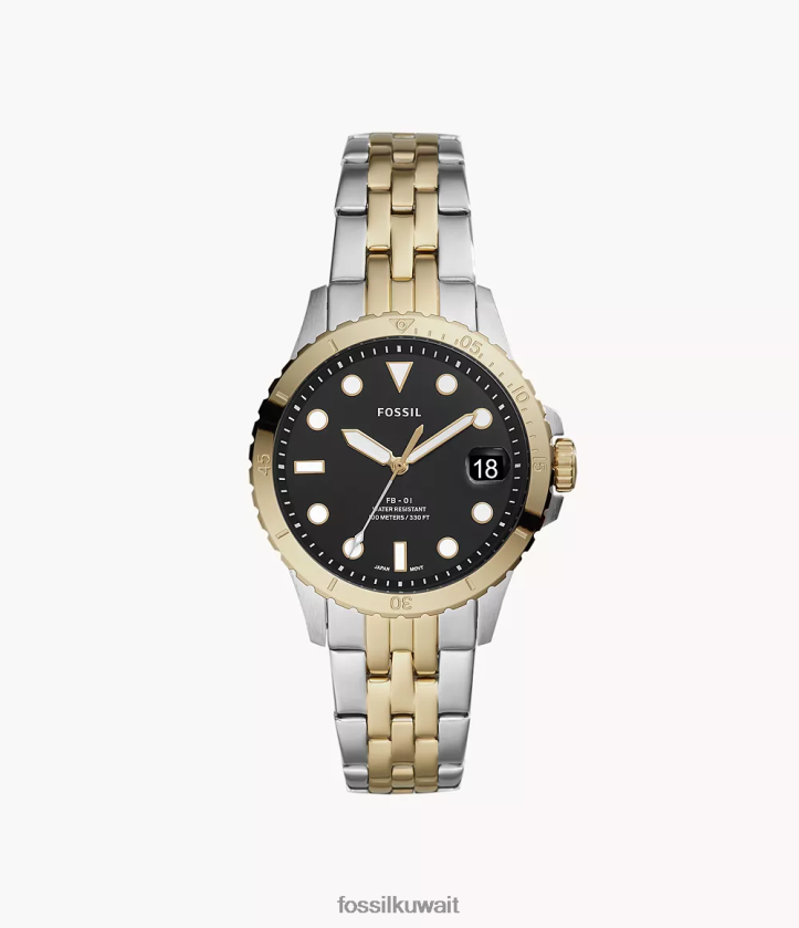 كيلووات Fossil نحيف fb-01 ساعة بثلاثة عقارب من الفولاذ المقاوم للصدأ نغمتان 2F6F229 يشاهد