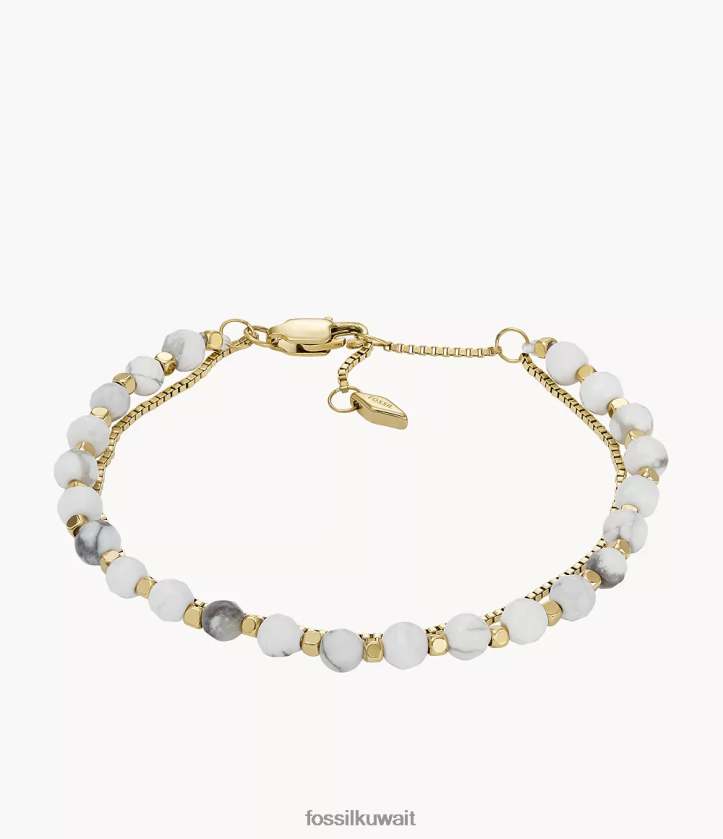 كيلووات Fossil نحيف كل سوار مطرز بسلسلة مكدسة howlite 2F6F21004 مجوهرات