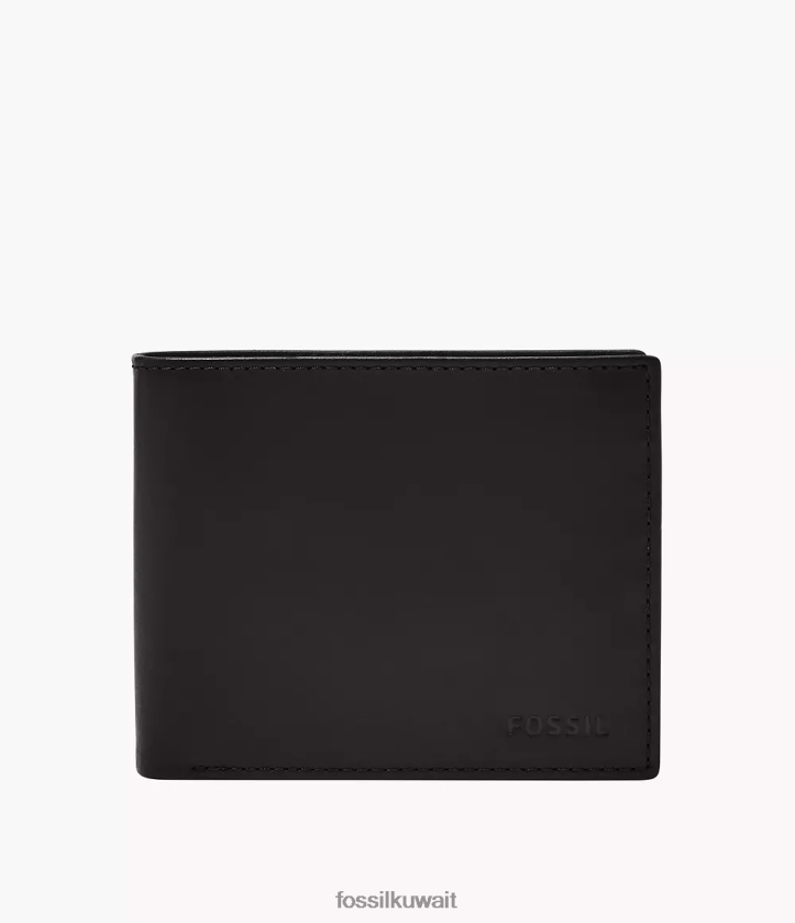 كيلووات Fossil رجال ديريك rfid جيب كبير للعملات المعدنية ثنائي الطي أسود 2F6F21668 محفظة